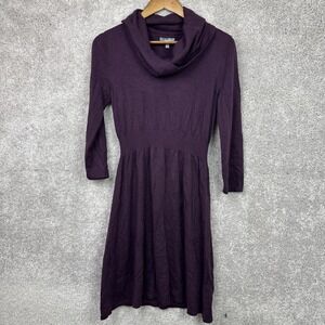 Neiman Marcus Viscose Wool‎ Blend Cowl Neck Long Sleeve Purple Dress Size Medium